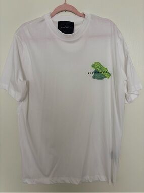 NWOT Richmond White Tee with Green Brushstroke Logo